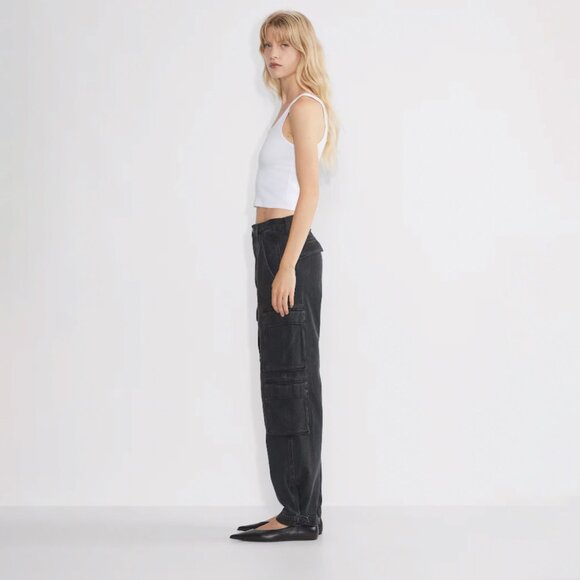 Aritzia Denim Forum The '90s Millie High-Rise Cargo Jean Black Sz 28 - Picture 3 of 8